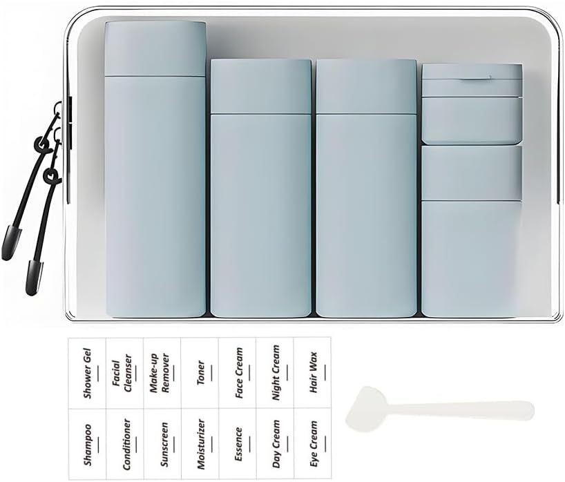 5 Pack Brief and Fashion Travel Bottles TSA Approved, BPA Free Travel Size Travel Containers Refillable Squeeze Bottles for Cosmetic Shampoo Cream Conditioner Lotion Soap… (Nordic blue)