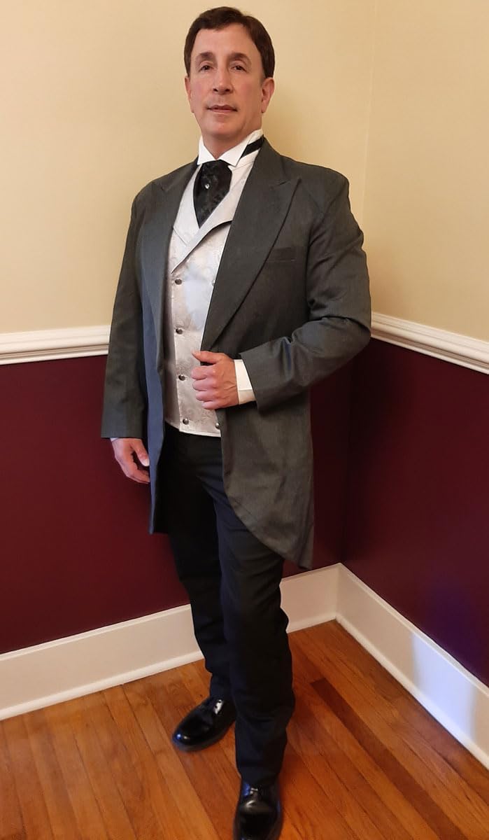 Historical Emporium Men's Wing Collar Convert. Stud/Cuff Cotton Tuxedo Dress Shirt, Victorian Edwardin Formal Reenactment