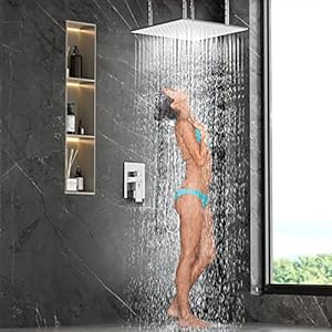 20 Inch Extra Large Full Body Shower System Bathroom Luxury Rain Mixer Shower Combo Set Ceiling Mounted Rainfall Shower Head Faucet Polished Chrome (Contain Shower Faucet Rough-In Valve Body and Trim) 20 Inch Extra Large Full Body Shower System Bathroom Luxury Rain Mixer Shower Combo Set Ceiling Mounted Rainfall Shower Head Faucet Polished Chrome Contain Shower Faucet Rough In Valve Body and Trim