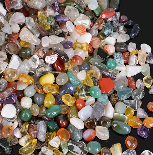 Rahato 800Pcs+ (3lb) Gemstones and Crystals Set 30 Kinds+ Crystals Bulk and Minerals Science Kit Crystals and Healing Stones for Kids Rocks for Tumbling Crushed Stones