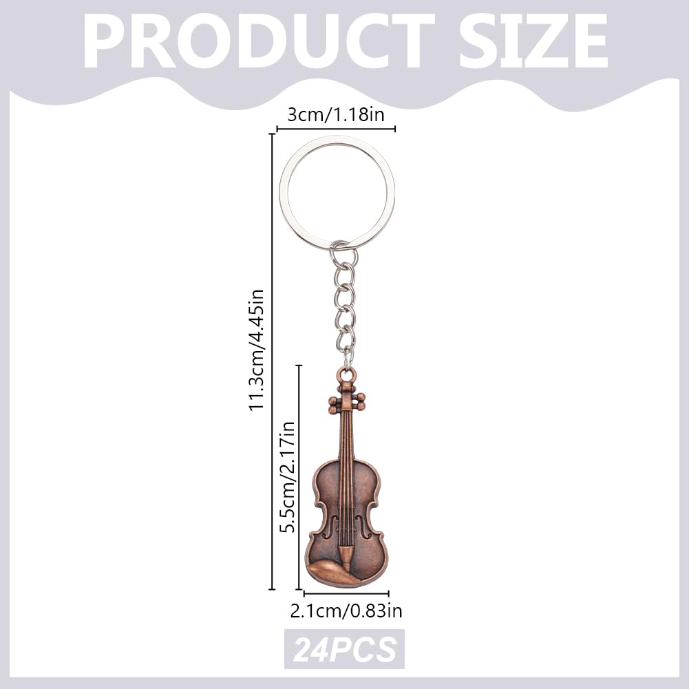 PLIGREAT 24 portachiavi per violino 11,3 cm strumento musicale portachiavi portachiavi in metallo ciondolo per borsa accessori per uomini e donne borse