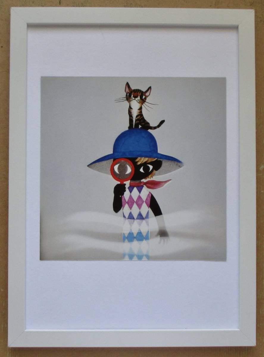Amazon.co.jp: 藤城清治「ぼくの目は猫の目」 画集画 A4額入り