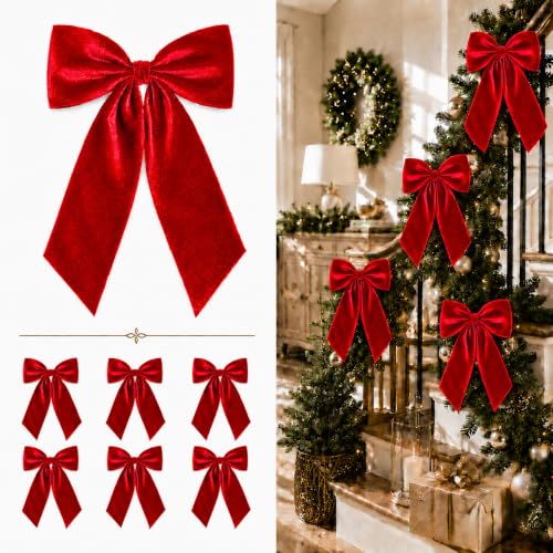 Large Christmas Bows, Velvet Bows for Xmas Tree Garland Wreath Decor by Senjie - Used condition - US$17.03