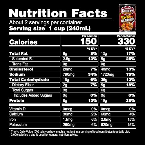 Image of Campbell's Chunky Soup, Spicy Sirloin Burger Soup, 18.8 Ounce Can (Pack of 2)