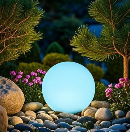 8-in Solar Glowing Globe Light, 16 Colors Changing Solar Garden Ball Lamp, Auto-On/Off Glow Orb Light W/Remote, Waterproof Landscape Lighting Globe W/Ground Stake for Yard Patio Lawn Outside Decor