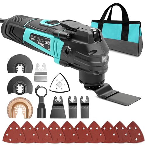 XSSIVE 3.2° Oscillating Multi-Tool Kit with Quick-Change & 6-Speed | 2.5A Motor for Smooth Cutting, Sanding, Scraping | Low Vibration & 17pc All-in-One Kit