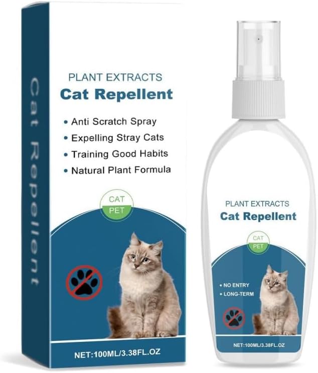 Cat Repellent Spray (100ml), Plant-Based, Non-Toxic Training Aid for Indoor & Outdoor Use – Protects Furniture, Rugs, Curtains from Scratching, Digging, & Chewing – Safe and Effective Deterrent