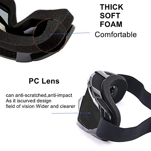 LJDJ Motorcycle Goggles -Dirt Bike ATV Motocross Eyewear Anti-UV Adjustable MX Riding Offroad Protective Glasses Racing Combat Tactical Military Goggles for Men Women Youth Adult - Thumbnail 3