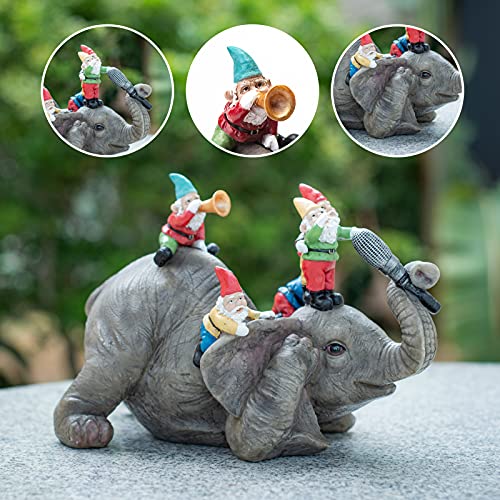 Suynybhf Garden Elephant Gnome Statue Outdoor Elephant Bothered By Singing Gnomes House Kitchen Figurine Patio Lawn Yard Art Housewarming Funny Resin Decoration 7.0Inch… #TOP3