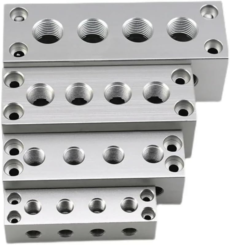 Aluminium Alloy 2-12 Single Way 35x35mm 1/4" Elbow Hole Independent Confluencer Board Mainfold Block Pneumatic Air Fitting(9 Ways 35x35mm G1l4) Pipe Fitting