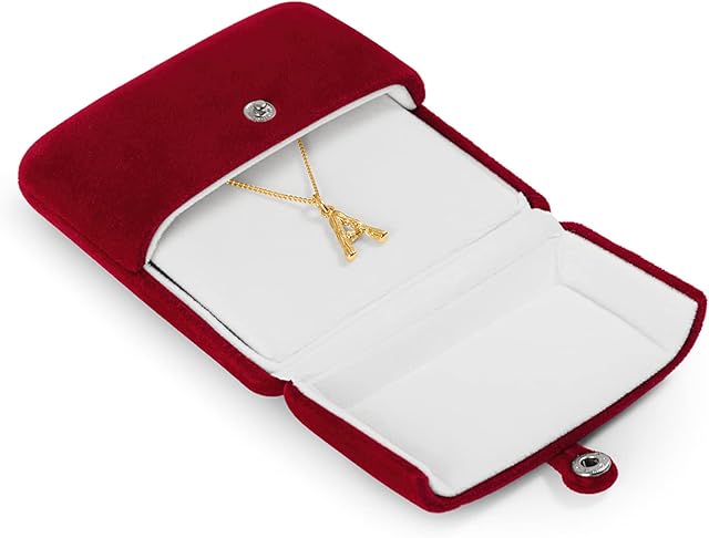 Oirlv Necklace Box, Velvet Pendant Gift Box Necklace Box Organiser Long Chain Jewelry Display Boxes Wine Red Necklace Case for Engagement Wedding Mothers Day Christmas Thanksgiving Birthday Mom Gifts