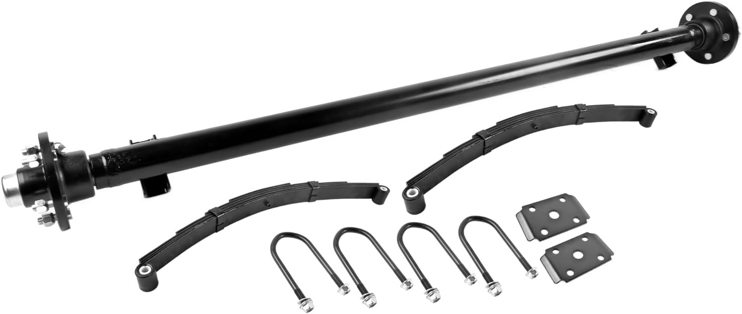 3500 lbs Trailer Axle with 5-Lug 4.5'' Hubs, 72" Hubface 58" Spring Center, 3.5K Boat Cargo RV Trailer Axle w/ 5 Leaf Springs