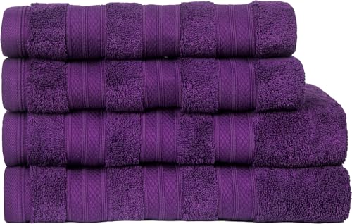 Image of MELLUVA Large Bath Towels | Set of 4 | 100% Turkish Cotton | Highly Absorbent 600GSM | Soft Plush Luxury Towel Set | 2 Bath Towels 2 Hand Towels | Quick Dry | Plum