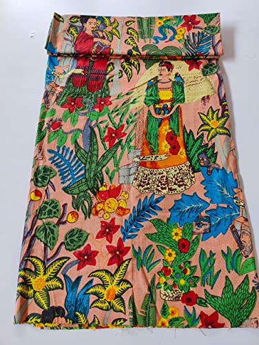 Image of Fashionmart Floral Printed Cotton Fabric Cloth Hand Block Print Fabric Women Material Running Jaipuri Hand Block Printed Women Dress Material Kurtis Natural 44 inch Inches Width 2.5 Meter (Pattern 37)