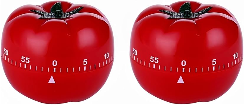 Pomodoro Timer, Kitchen Timer for Cooking, Mechanical Timer Clock with Wind Up Function, Egg Timer for Boiling Eggs, Cooking Timer for Kitchen Use, Set of 2 Timers