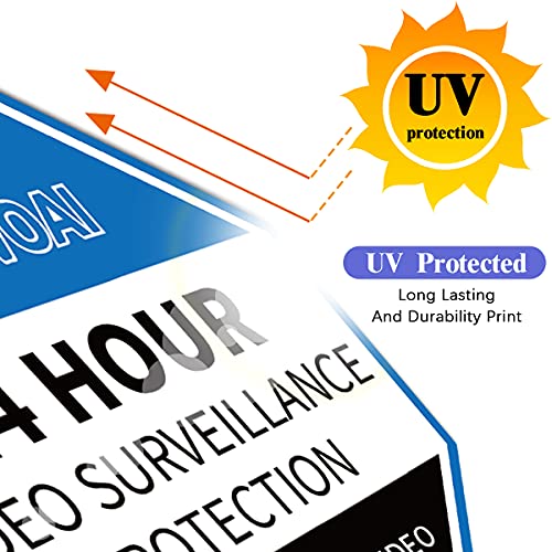 Video Surveillance Warning Sign(2 Pack),Yard Signs for Security Alert,UV Protected & Waterproof Protection,OHWOAI Indoor&Outdoor Security Camera Rust-Free Sign with Stake for Home