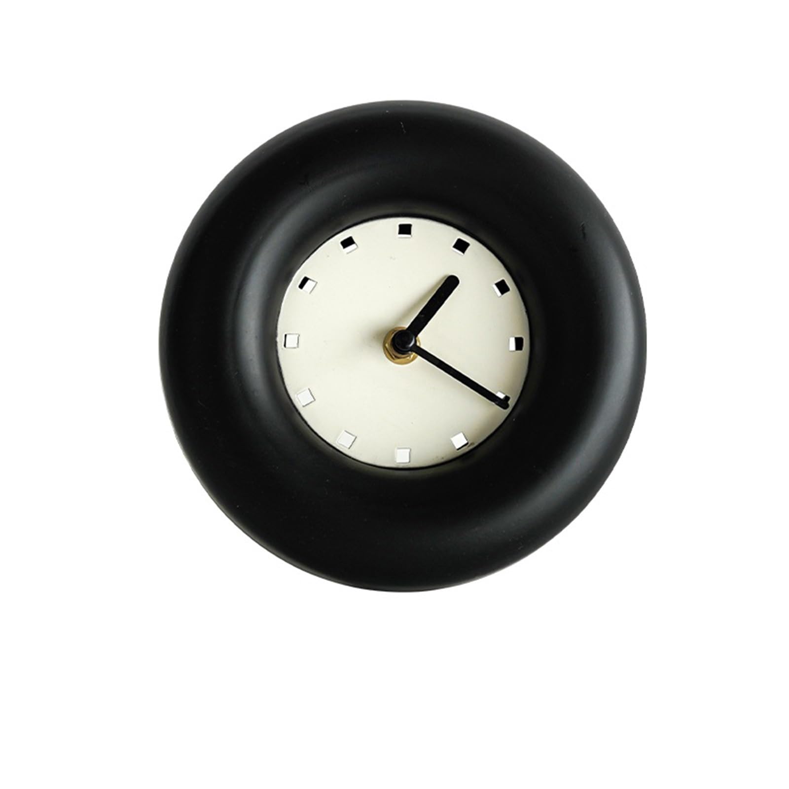 DFHS46JK Wall Decor Modern minimalist small round wall clock with desktop decoration silent for living room decor(Black)