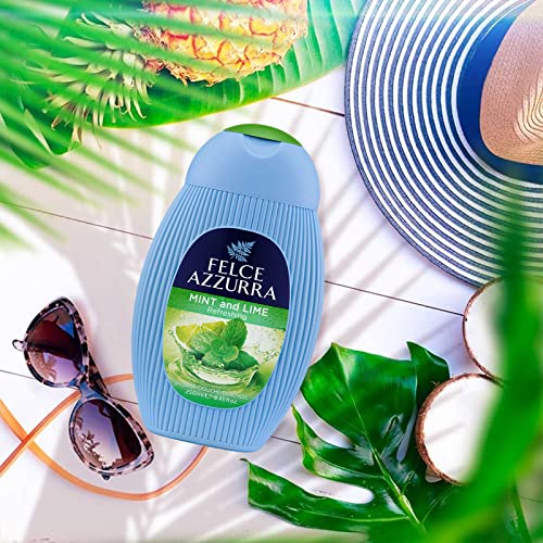 Felce Azzurra Mint And Lime - Refreshing Essence Shower Gel - Blended With Notes Of Musk, Jasmine Petals And Orchids - Intense Formula Leaves Skin Naturally Moisturized And Energized - 13.5 Oz #TOP3