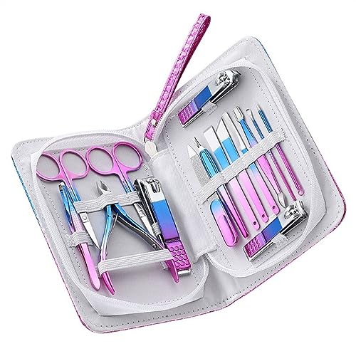 爪切りセット マニキュアセット 爪切りセット 13 個 ステンレススチール マニキュアキット プロフェッショナル ペディキュア グルーミング ケアツール 豪華なトラベルケース付き 写真 爪切りセット ネイルケアキット (Color : A)