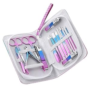 Nail Clippers Kit Manicure Set Nail Clippers Set 13 Pieces Stainless Steel Manicure Kit Professional Pedicure Grooming Care Tools with Luxurious Travel Case Manicure Set (Color : B) (A)