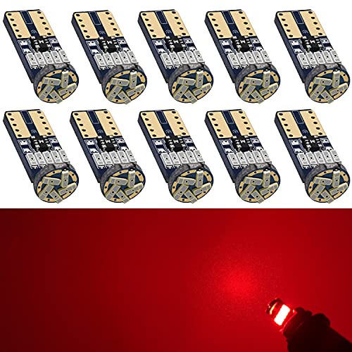 NAKOBO 10個 T10 LED レッド 車検対応 4014 チップ12V カー/バイク ポジション ナンバー灯/ルームランプ (一年保証)のサムネイル