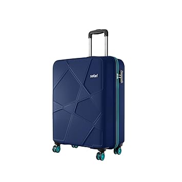 Safari Cabin Pentagon Pro 8 Wheels 55Cm Trolley Bag Hard Case Polypropylene, 360º Wheeling Carry on Luggage for Men & Women, Suitcase for Travel, Navy
