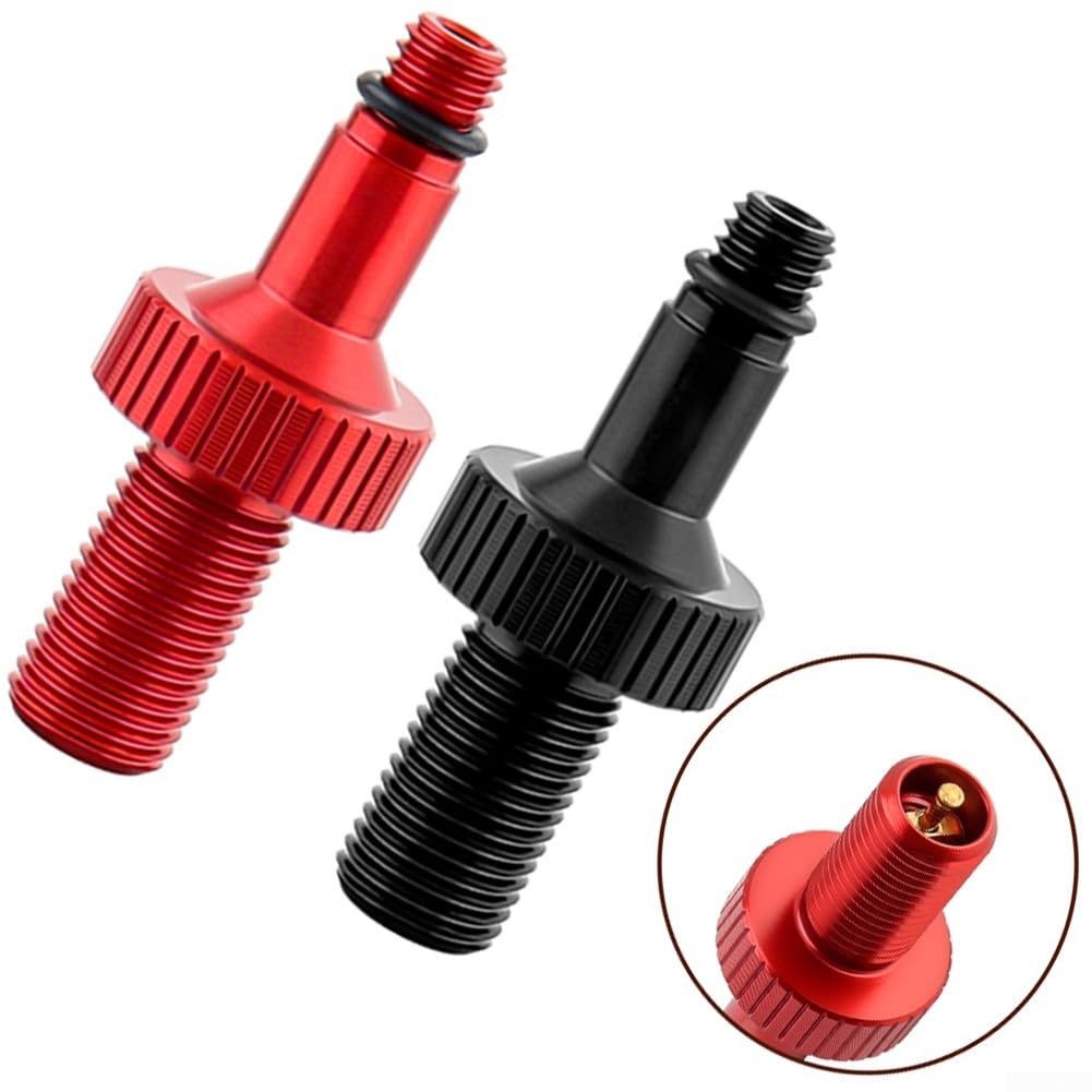 Adaptateur De Valve Pour Pompe à Air VTT - Compatible Rockshox Monarch, DT XMM - Alliage Aluminium, Joints Toriques Inclus - Rouge - 2
