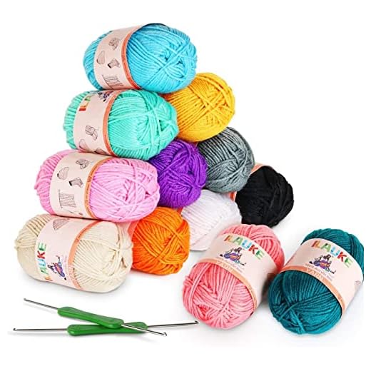 ilauke Ovillos de Lanas de Hilo Acrílicos para Amigurumi-Kit (50g X 12 Colores)
