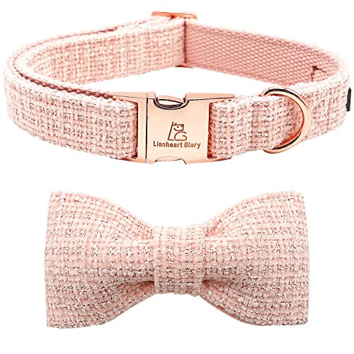 Lionheart glory Hundehalsband mit Schleife, rosa Hundehalsbänder für Hündinnen, verstellbare weiche Hundehalsbänder mit Fliege, Haustierhalsbänder, Fliege für mittelgroße Hunde, Geschenk