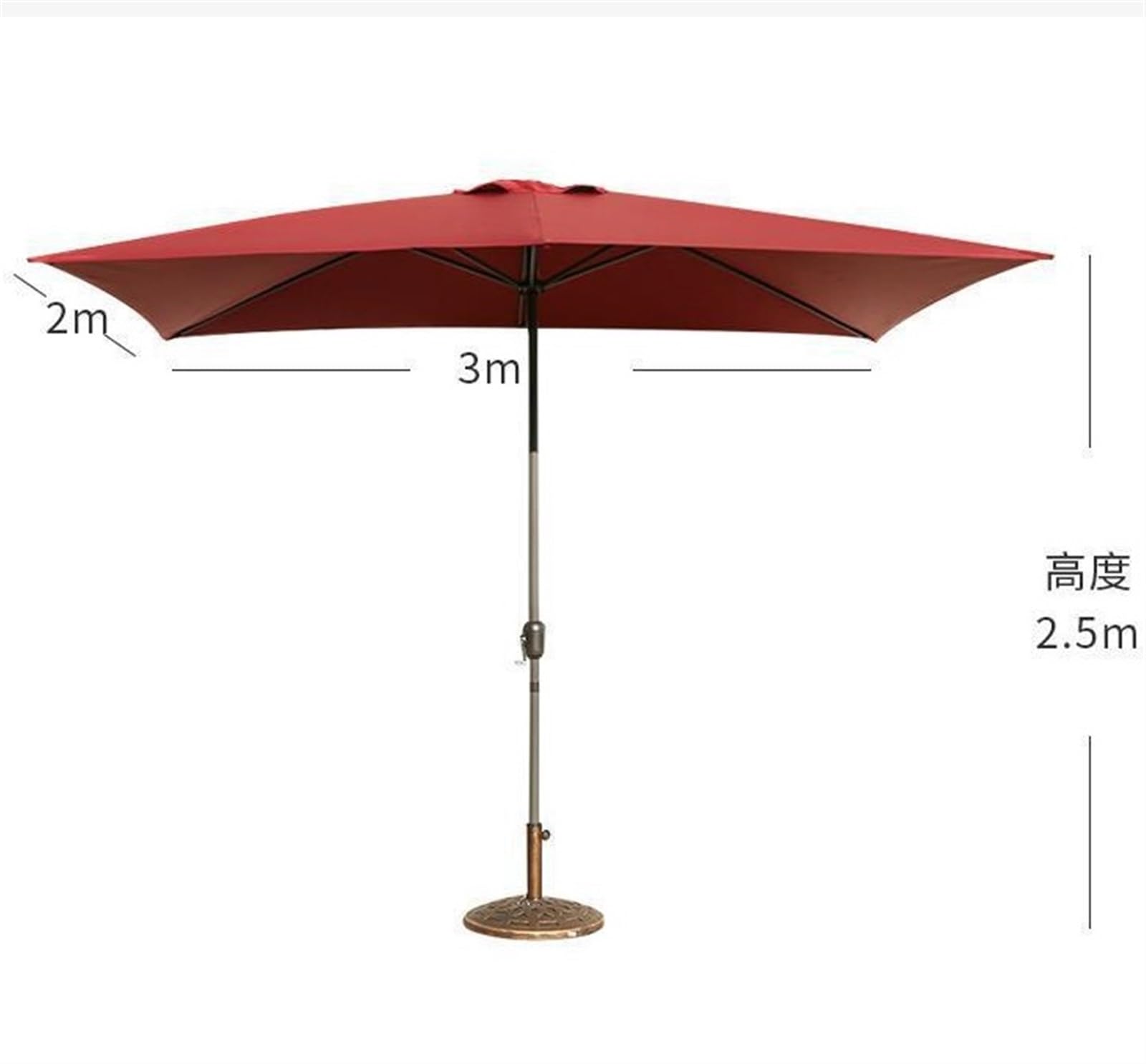 Parasol Ogrodowy, Parasol Plażowy, Parasol Tarasowy, Parasol Ogrodowy, Stolik Ogrodowy, Do Basenu Ogrodowego, Bez Podstawy, Parasol Ogrodowy, Parasol Tarasowy, Parasol Pl,Rosso-2 * 3m