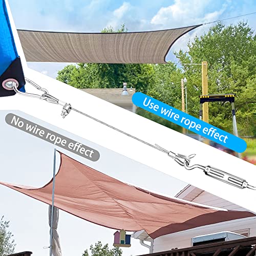 TooTaci 1/8 T316 Stainless Steel Cable Wire Rope, 50ft Sun Shade Cable Wire for Triangle/Rectangle Sun Shade Sails Hardware Kit, with Clamps, Crimping Loops, Thimbles for Outdoor Garden Patio - Thumbnail 6