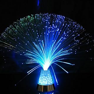 Fiber Optic Night Light with Color-Changing Crystal LED Table Lamp Battery Operated for Bedroom Office Table Centerpiece Decorations