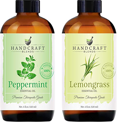 Handcraft Peppermint Essential Oil and Lemongrass Essential Oil Set â Huge 4 Fl. Oz â 100% Pure and Natural Essential Oils â Premium Therapeutic Grade with Premium Glass Dropper