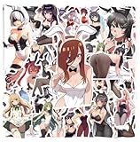 60Pcs Anime Stationery Stickers Sexy Bunny Girl Waifu Cute Kawaii Sticker Stationery Student Cartoon Manga Waterproof Graffiti Decorate