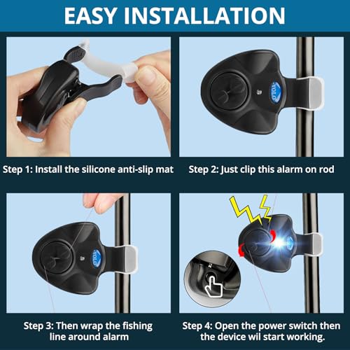 image for 3 Pack Fishing Bite Alarm,COOLNICE Sensitive Electronic Indicator LED 