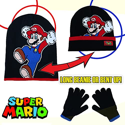 Nintendo Super Mario Boys Winter Hat And Gloves Cold Weather Set, Age 4-7 #TOP4