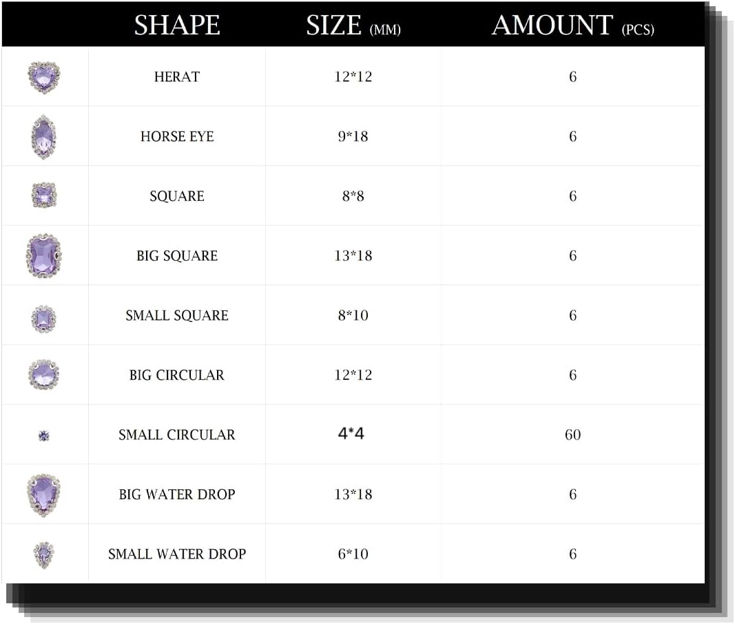 TANOSII Sew on Rhinestones 100 PCS Mixed Shapes Glass Rhinestones Sew on Crystal Gems Mental Flatback with Silver Claw for Jewelry Crafts Clothes Shoes Costume Garment Purple Type 1 - Image 4