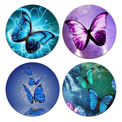 Beautiful Butterfly Round Coaster Set - Made of Recycled Rubber - Set of 4