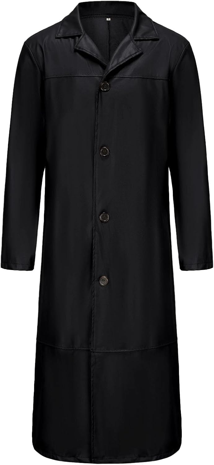 GELTDN Herfst Winter Echt Leer Dikke Trenchcoat Heren, Leren Jas Heren (Color : Black, Size : 5xl code