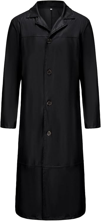JEShifangjiusu Mens Full Length Steampunk Classic Overcoat Retro Faux Leather Trench Coat Vintage Long PU Jacket