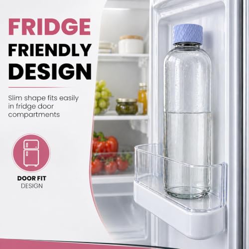 Image of Rioware Glass Water Bottle 1 Litre | Airtight lid | Leak Proof | Silicon Cap | Fridge Water Bottles for Home, Office & Gym (1 Ltr- Pack Of 4, Blue)