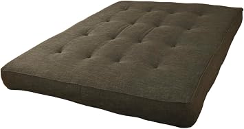 FutonX Plush Futon Mattress Foam and Cotton with Linen Fabric Full Size Replacement Bed for Sitting or Sleeping Dark Grey, Full Size