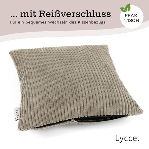 Lycce Kissenbezug, Kissenhülle für Dekokissen 2er Set Cordstoff Taupe (40 x 40 cm), dekorative Zierkissen & -hüllen, Cord Kissen vielseitig einsetzbar für Dein Zuhause – Bild 6