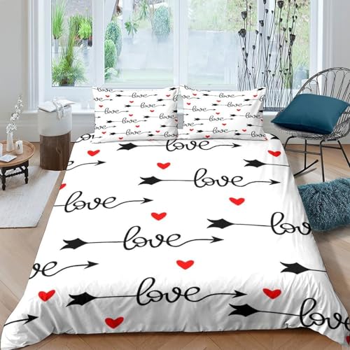 Housse de couette 140x200 microfibre Flèches d'amour pour lit simple - 4