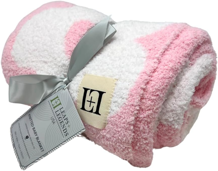 L+L USA Retro Daisy Flower Baby Blanket 28"x40" - DreamSoft Throw for Crib, Stroller or Car Seat - Soft Blanket/Newborn Nursery Gift Essential for Toddler, Infant, Kids, Boys & Girls (Pink/White)