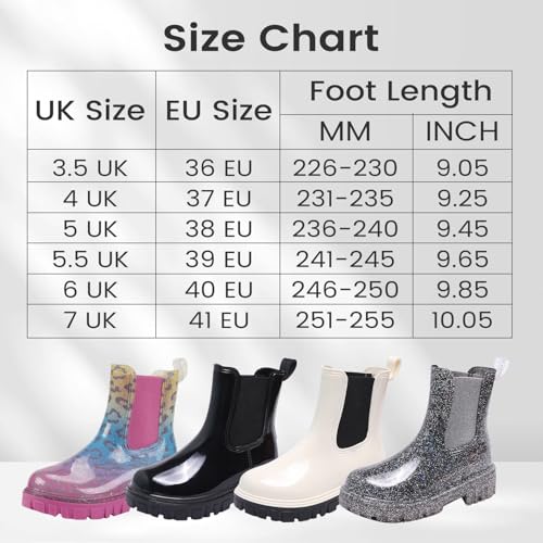 DRECAGE Gummistiefel Damen Halbhoch Regenstiefel Wasserdicht Chelsea Boots Damen Regenschuhe Kurz Schwarz 39 EU