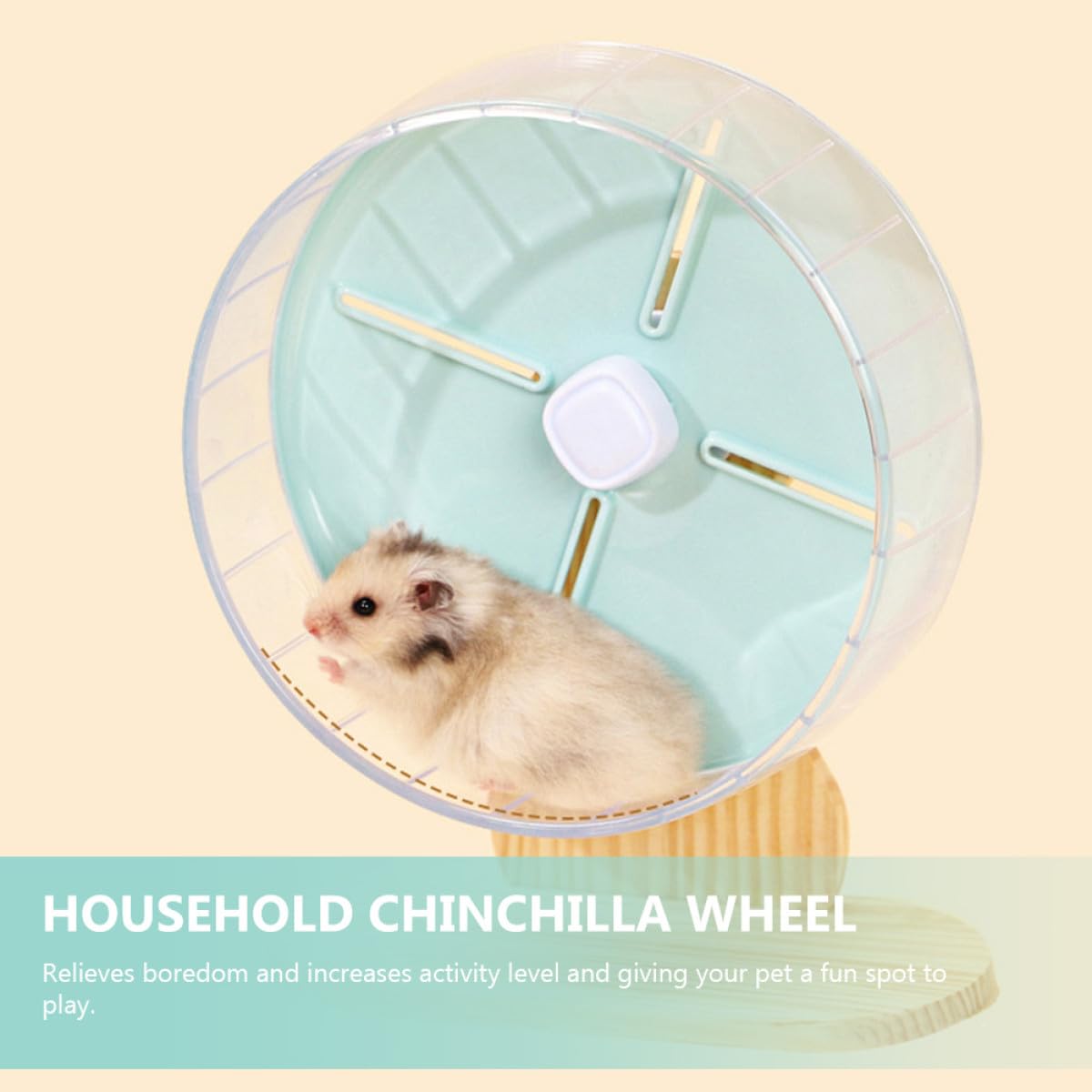STOBAZA Rueda de Hámster Que Alivia el Aburrimiento Silenciosa Base Estable Material Abs y Madera, Diseño Estable Tamaño 20cm para Jaula de Mascotas