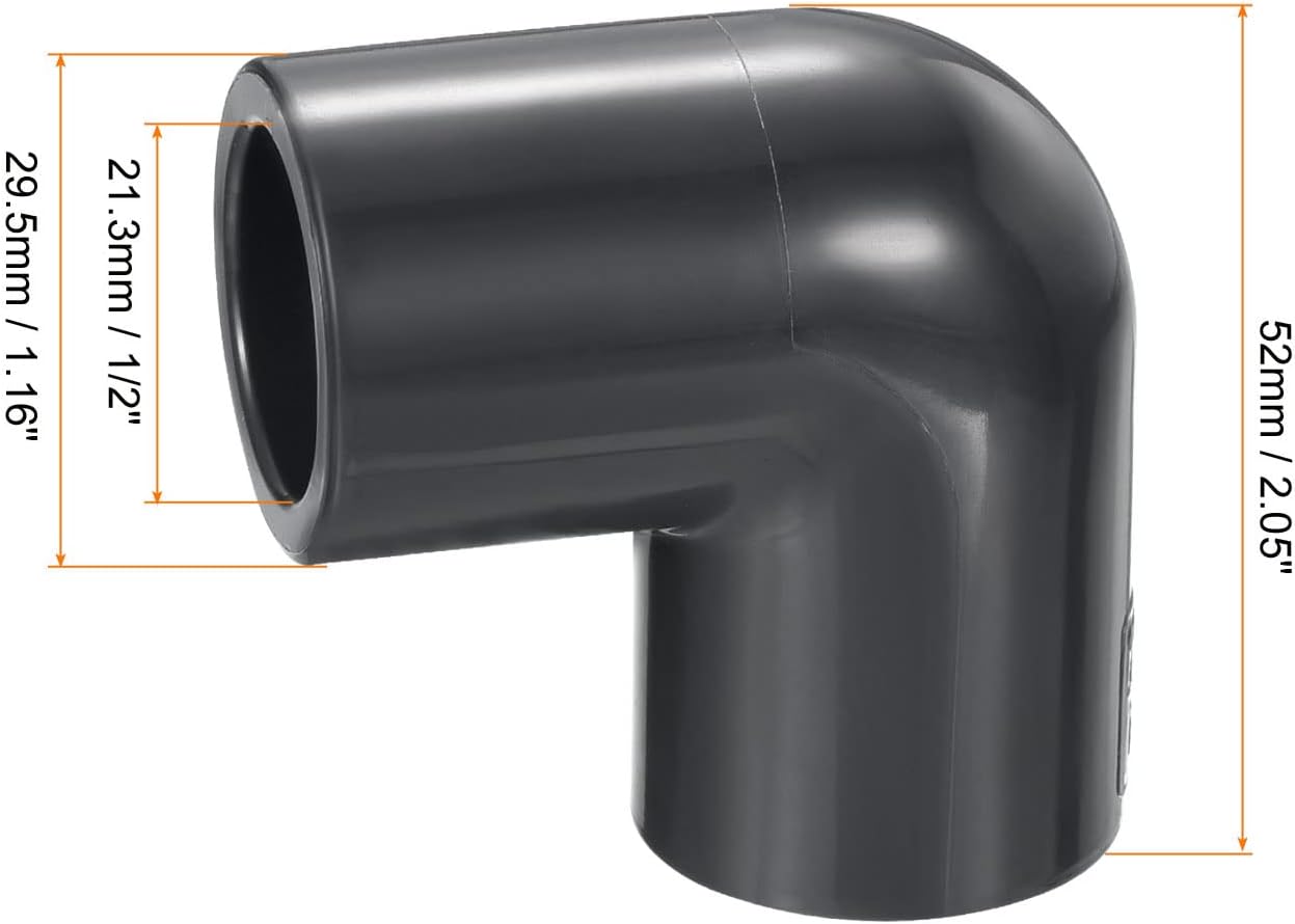 PATIKIL UPVC Pipe Fitting Elbow Schedule 80 1/2" Socket, 3 Pack 90 Degree Adapter Connector, Gray
