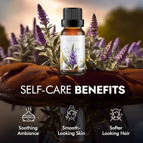 Image of Esslux Clary Sage Essential Oil for Diffuser | 100% Natural Clary Sage Oil for Skin and Hair | Perfect for Aromatherapy, Soap Making, and DIY Projects, 60 ML