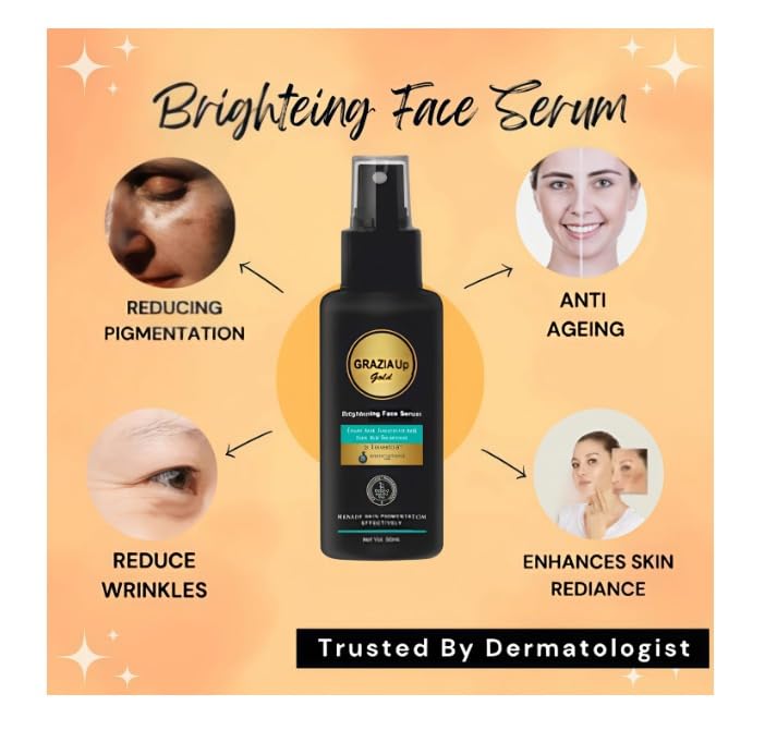 Image of Gra -zia Up Anti-aging Serum for wrinkle free and brightening skin With Hyaluronic acid, Glycolic & 20% Vitamin C | Paraben Free, SLS Free| For All Skin Type, 30ML